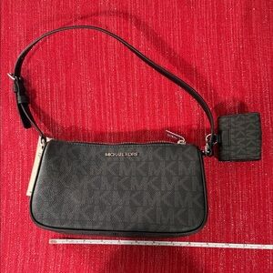 Michael Kors Black Shoulder Bag with Logo Charm